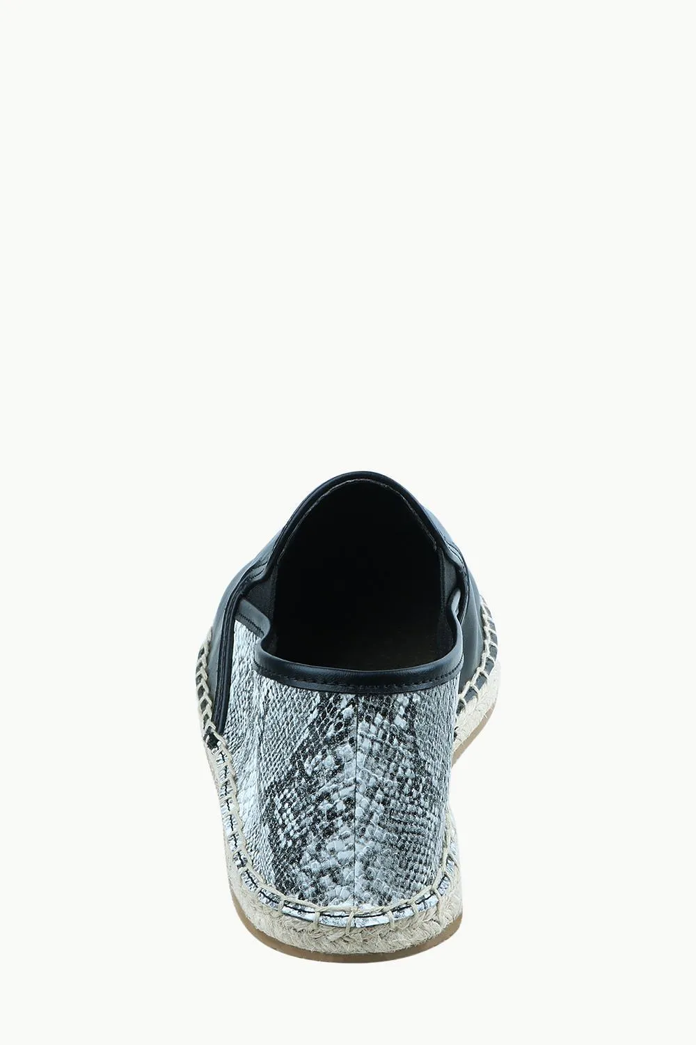 Men's Snake Design Black Faux Leather Espadrilles