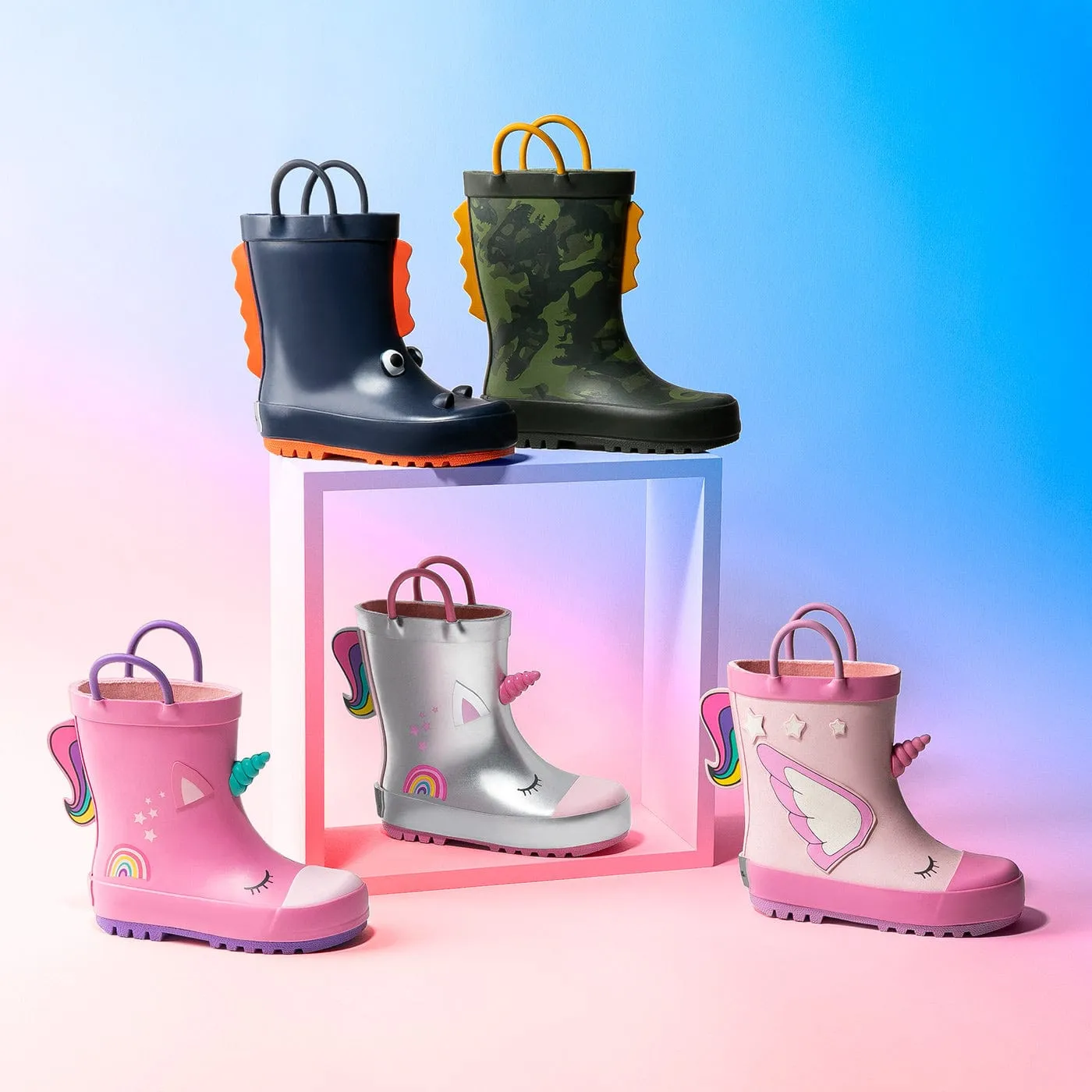 Navy Dinosaur Rain Boots Rubber