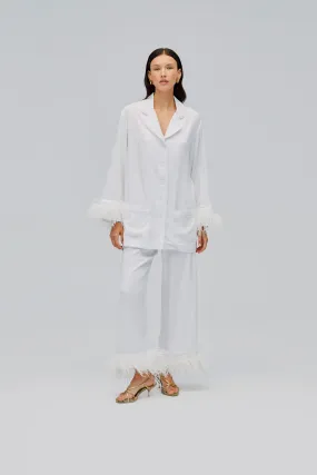 Party Pajamas Set with Detachable Feathers in White