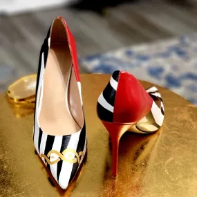 Polished Punteggiata Ze-Re Hand Painted Women's High-heeled Shoes | 4Inch Heel