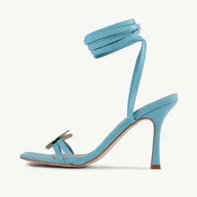RAID Kinny Lace Up Heel in Baby Blue
