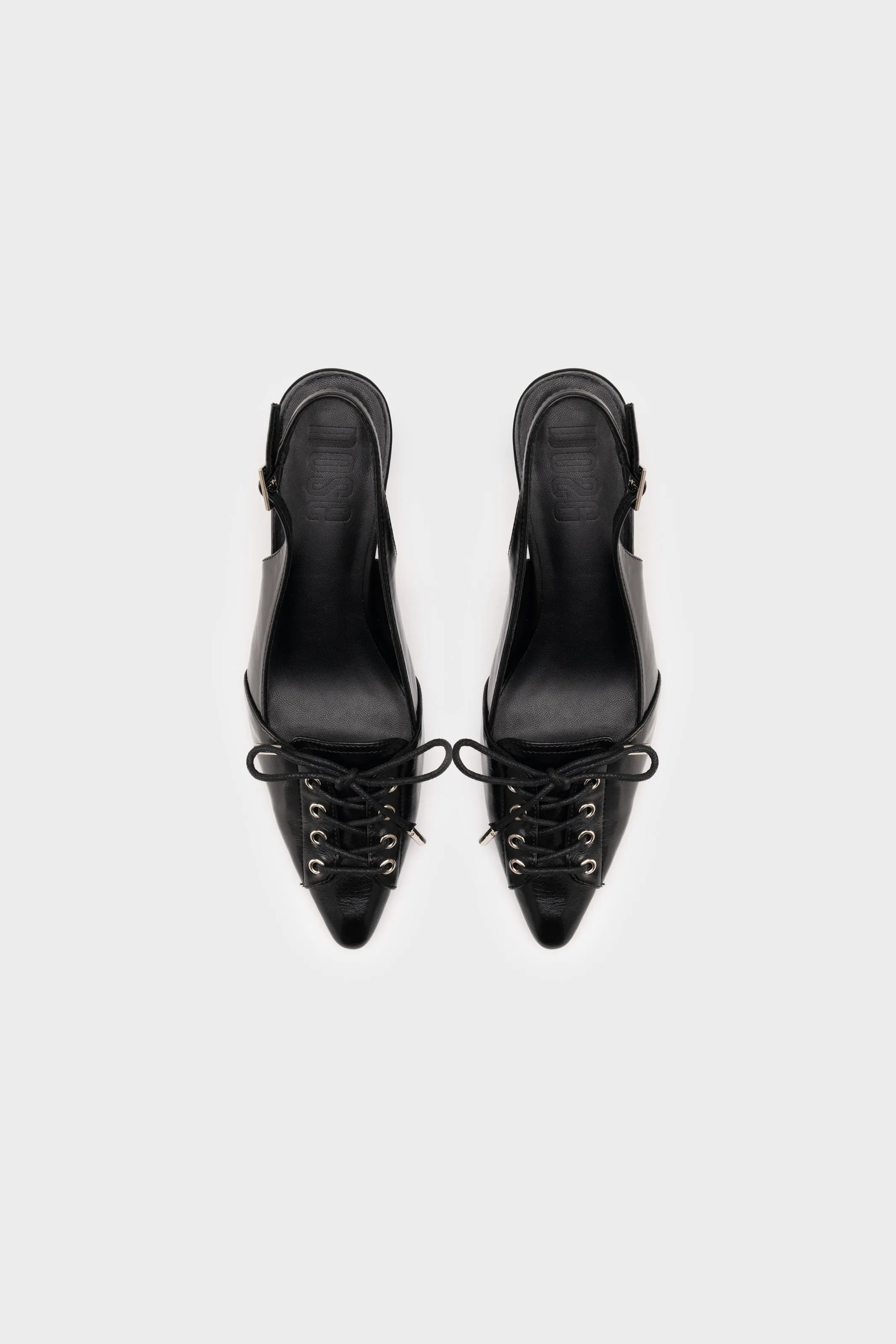 SLINGBACK HEEL PUMP WITH SHOE LACE
