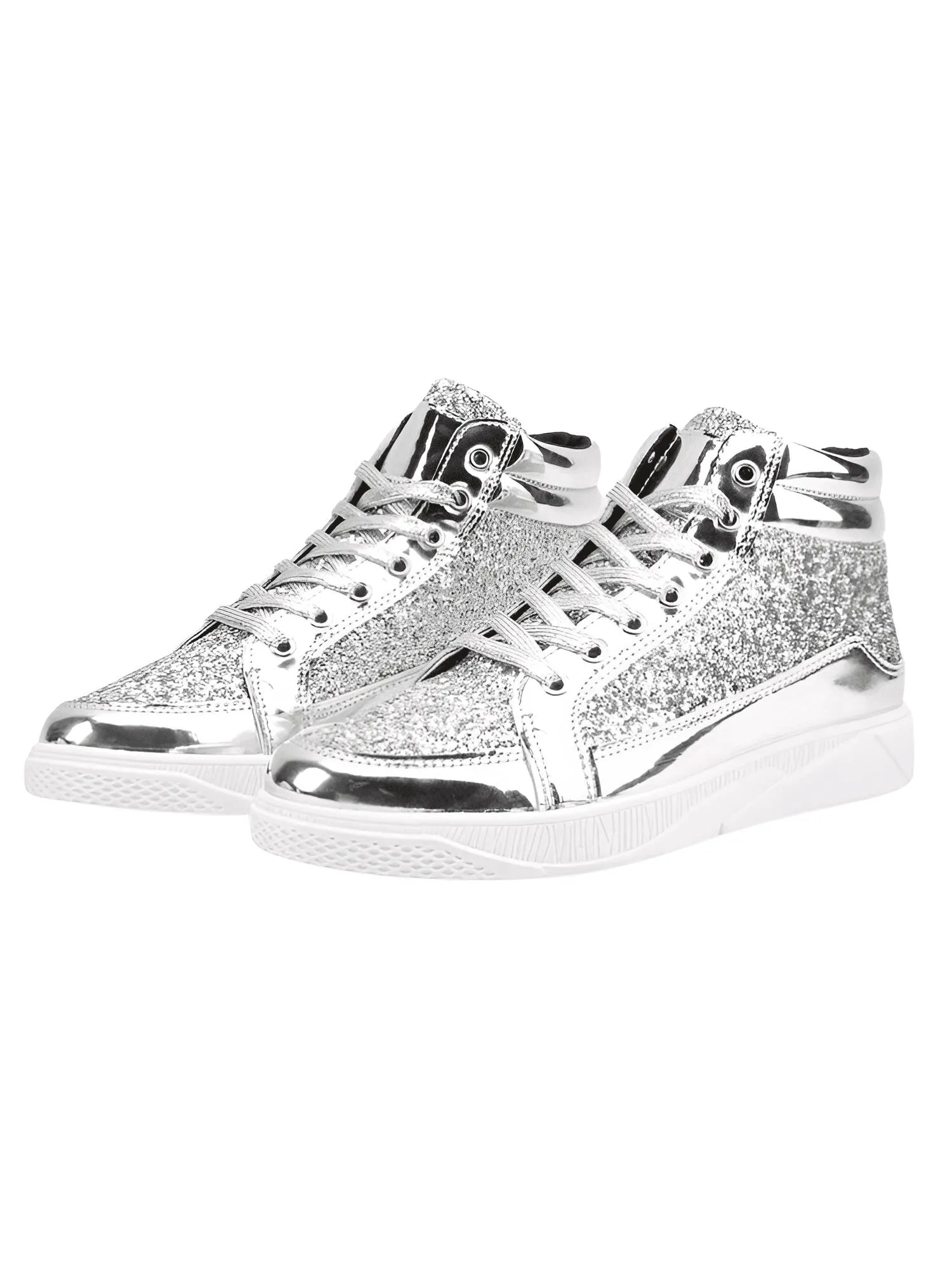 X Hot Fashion Gold Shiny Mirror Men's Hip Hop Sneakers High Top