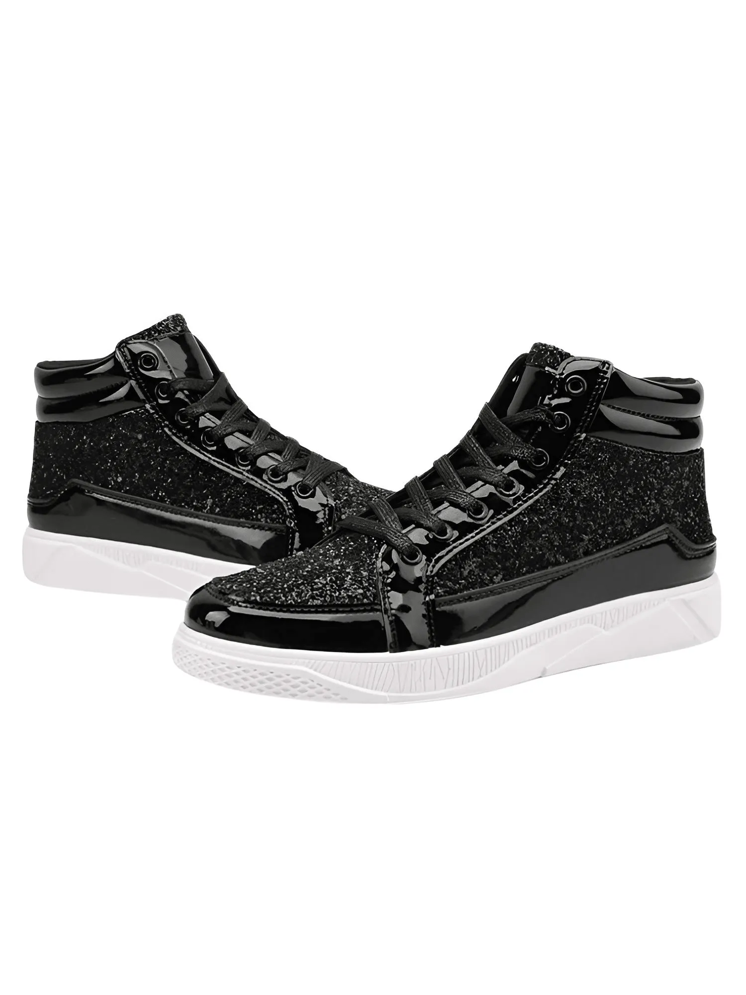 X Hot Fashion Gold Shiny Mirror Men's Hip Hop Sneakers High Top