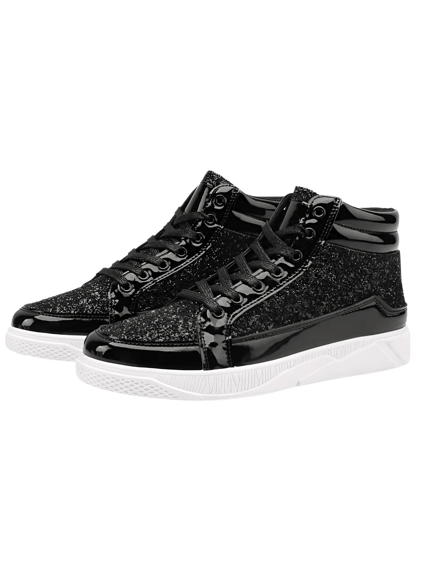 X Hot Fashion Gold Shiny Mirror Men's Hip Hop Sneakers High Top