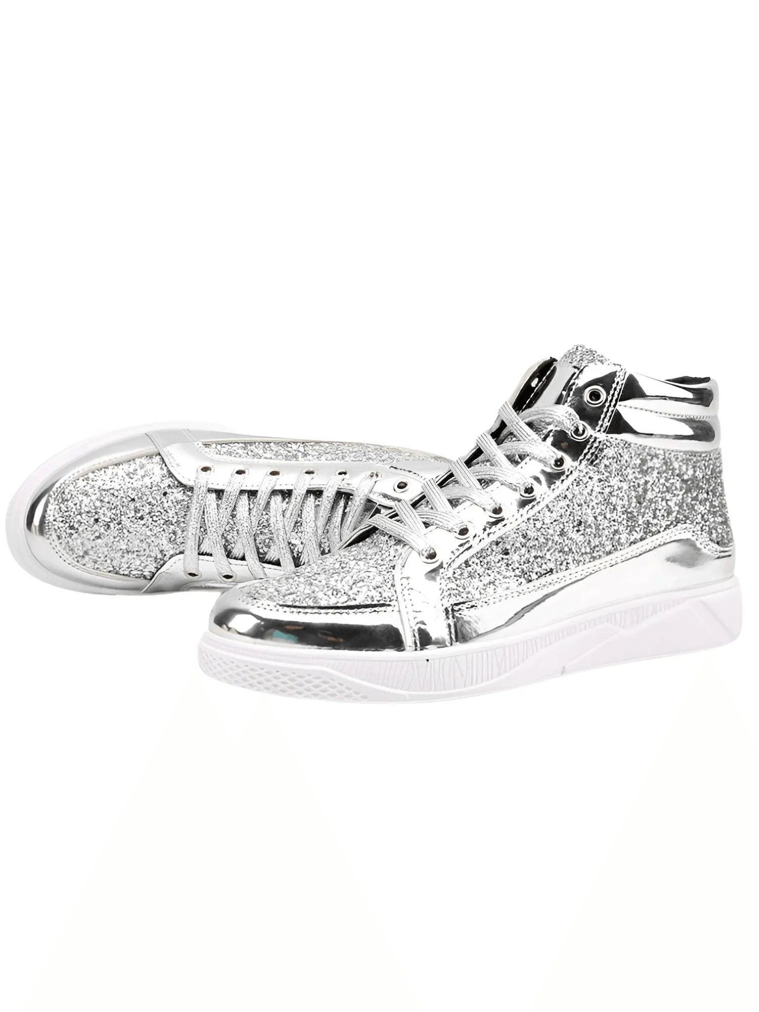 X Hot Fashion Gold Shiny Mirror Men's Hip Hop Sneakers High Top